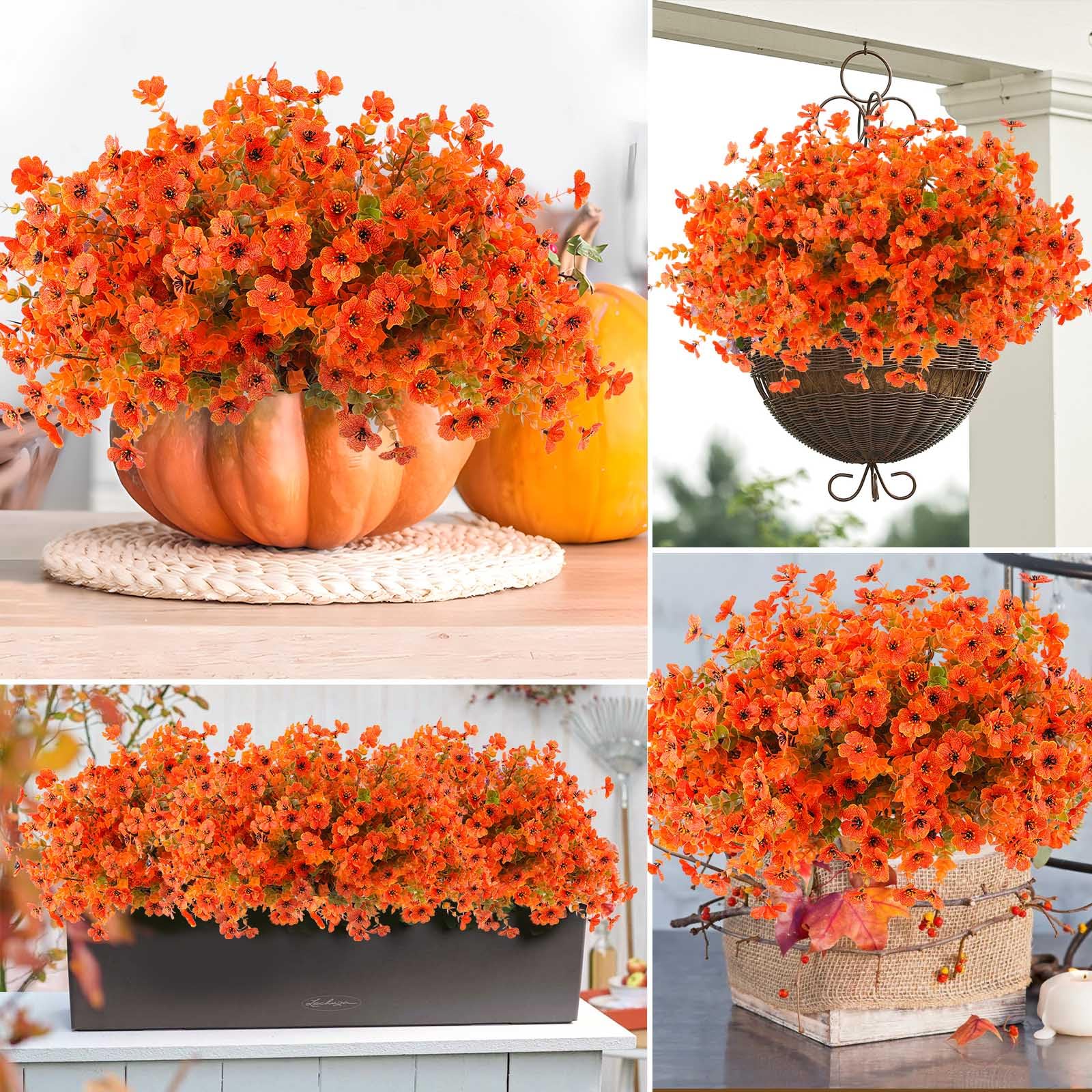 🍂1 Bundle/5 Pcs Artificial Autumn Mums - UV resistant, Waterproof ，Windproof