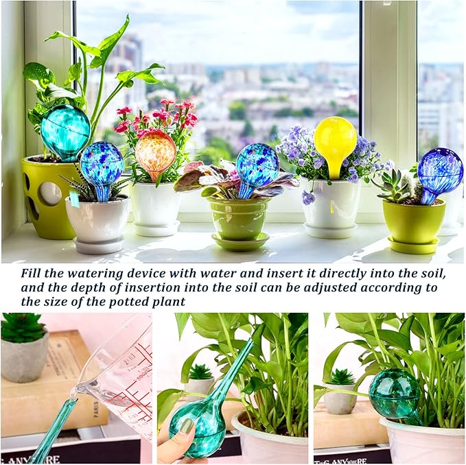 🌟🌟Handmade colored glass ball automatic watering device