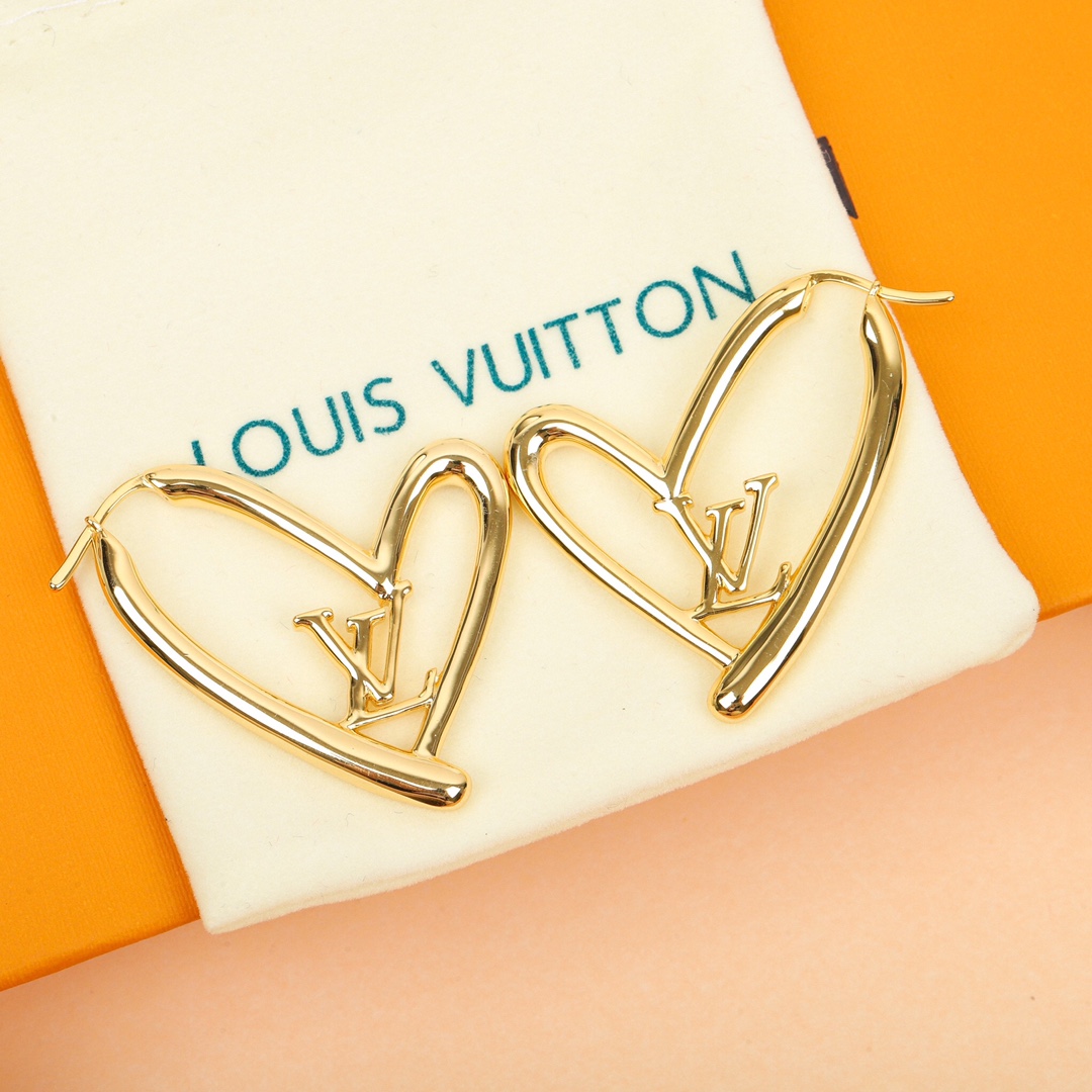 Louis Vuitton Hollow Heart Earrings