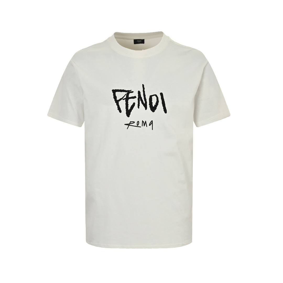 Fendi 24ss short sleeve flocked lettering print