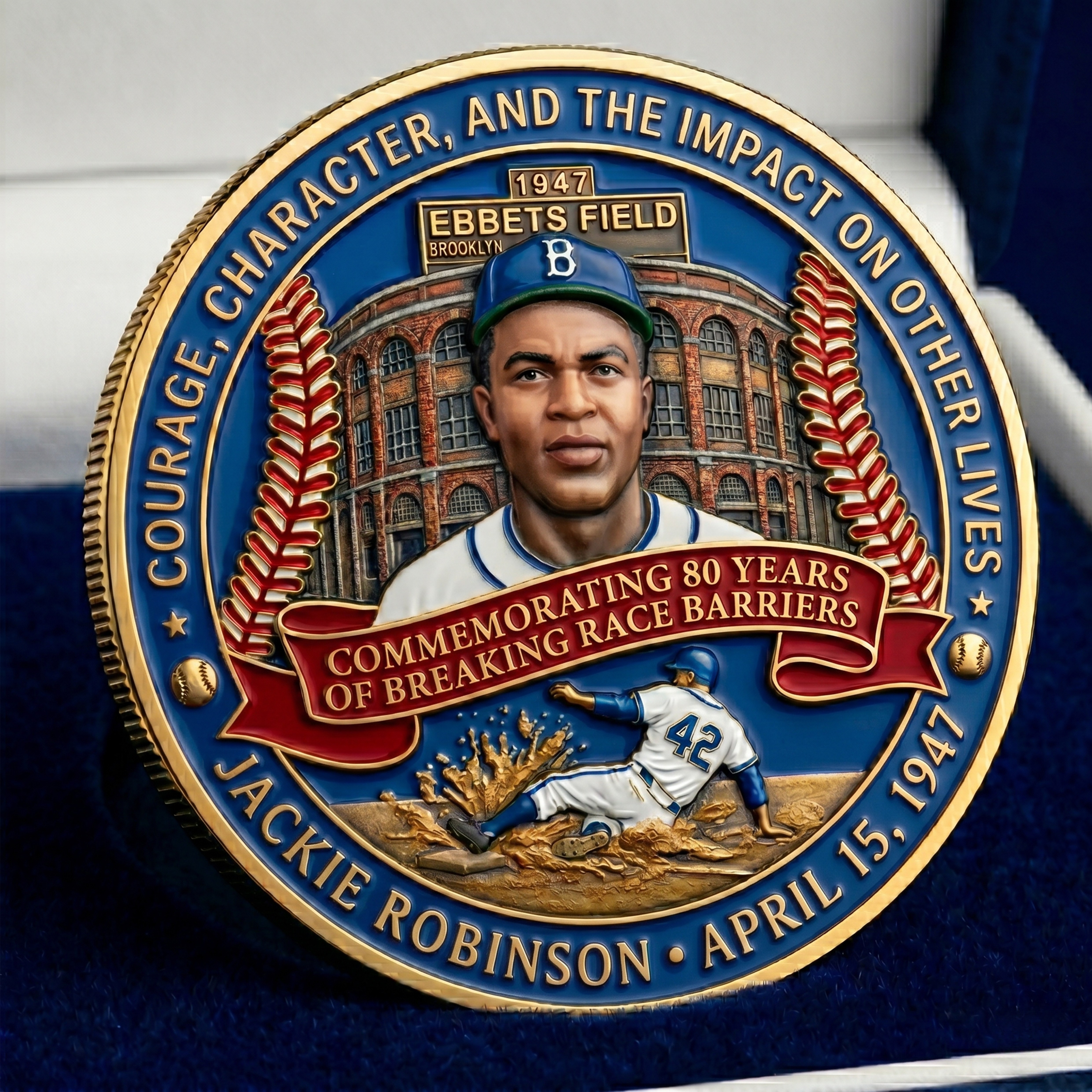 🥎 Jackie Robinson 80th: Barrier Breaker Legacy Coin – Courage & Character ✊