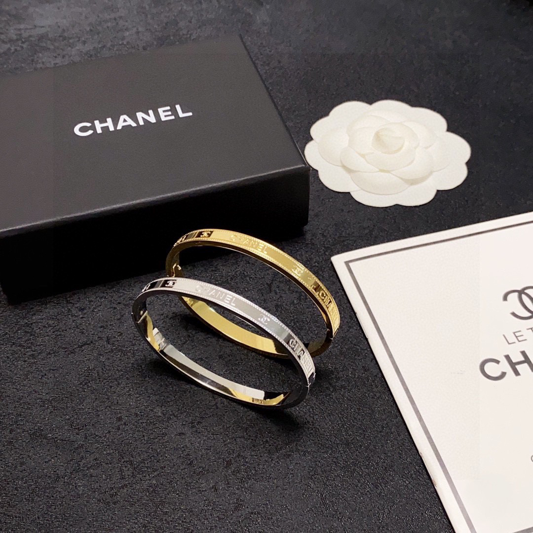 Chanel Engraved Double C Bracelet