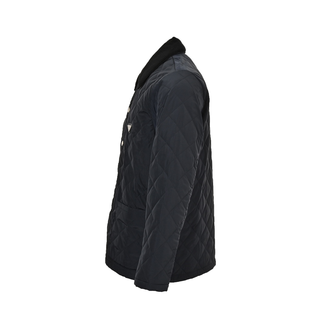 Prada 24Fw corduroy collar triangle logo diamond quilted jacket