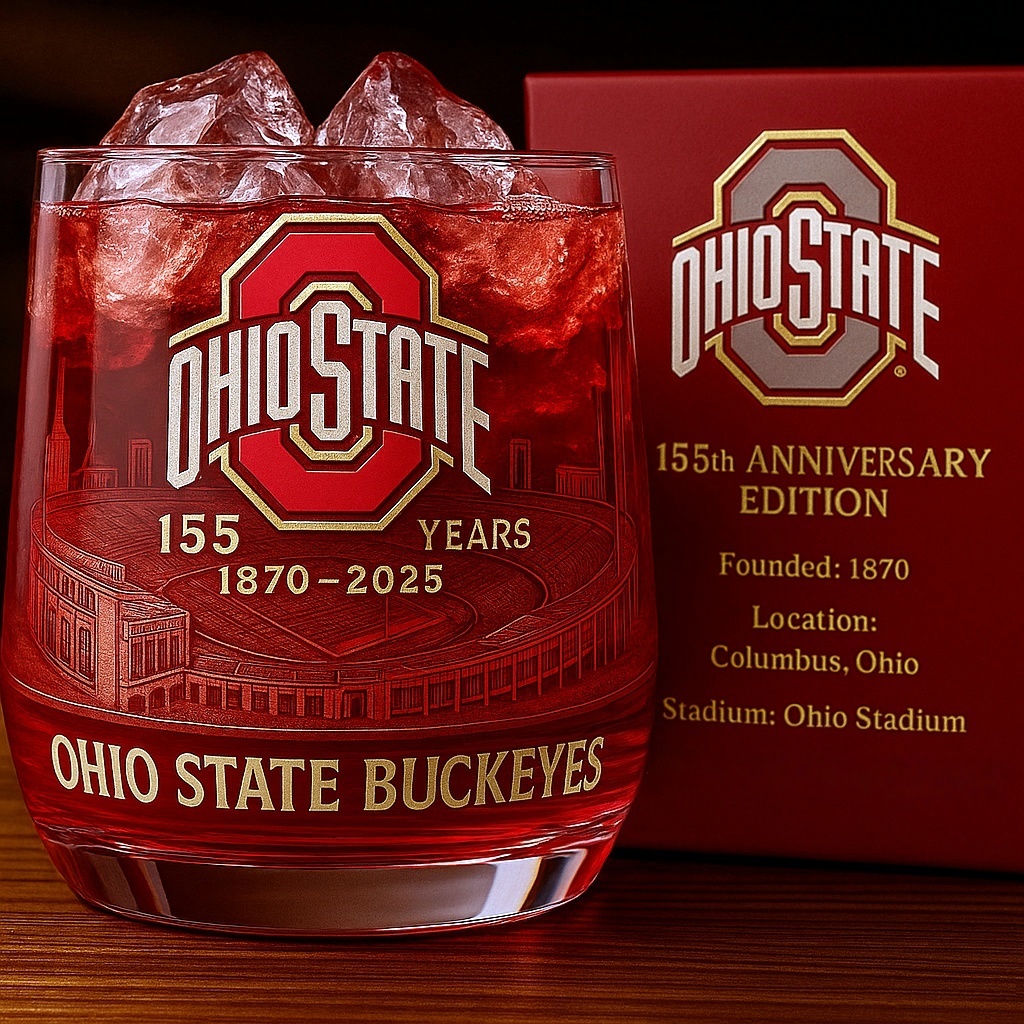 Ohio State Buckeyes 155th Anniversary Rocks Glass