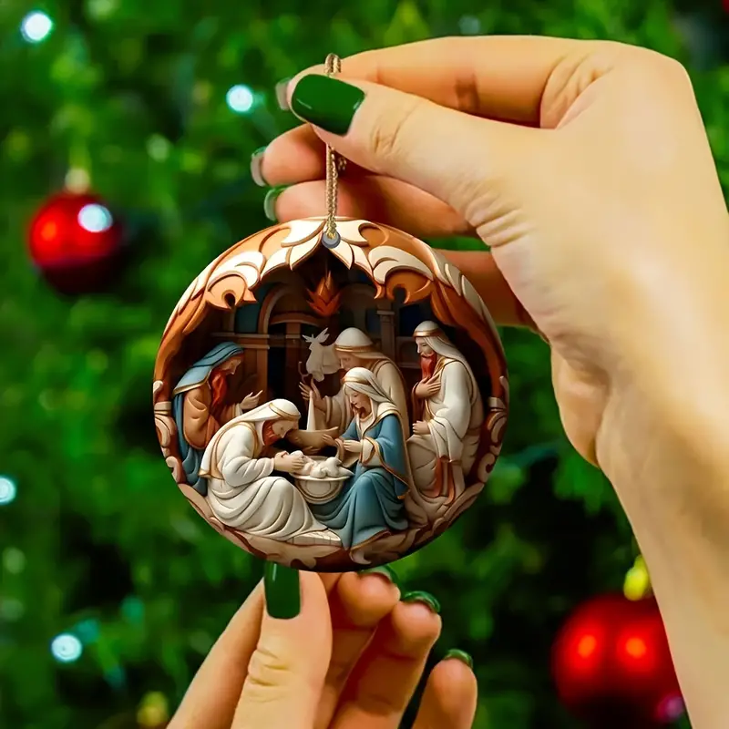 ON SALE🔥6Pcs/Set 3D Effect Double-Sided Nativity Scene Wooden Decoration -Buy 4 Sets Free Shipping