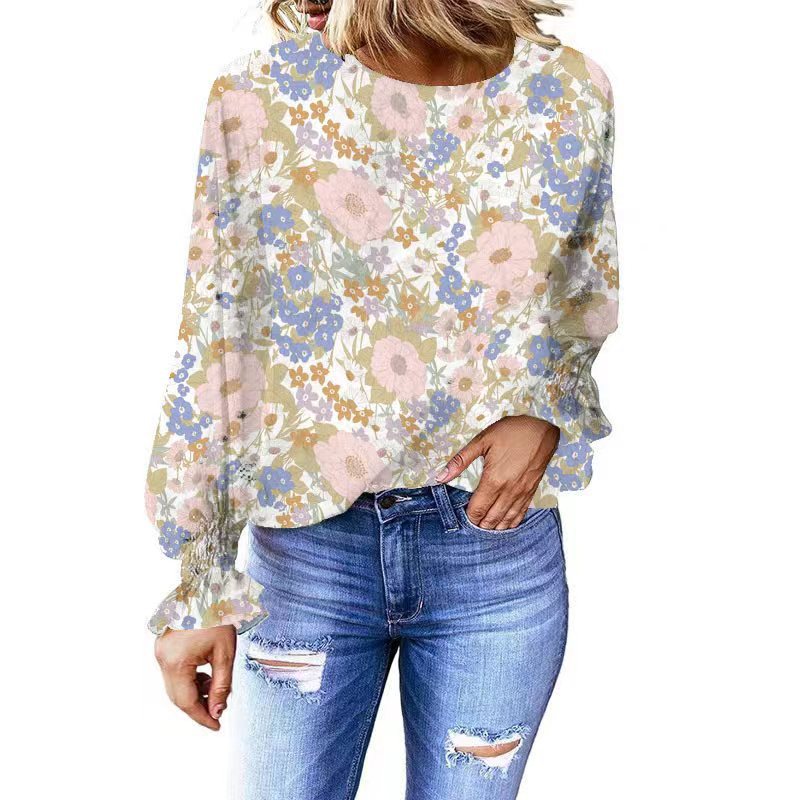 Floral Bishop Sleeves Women's Top