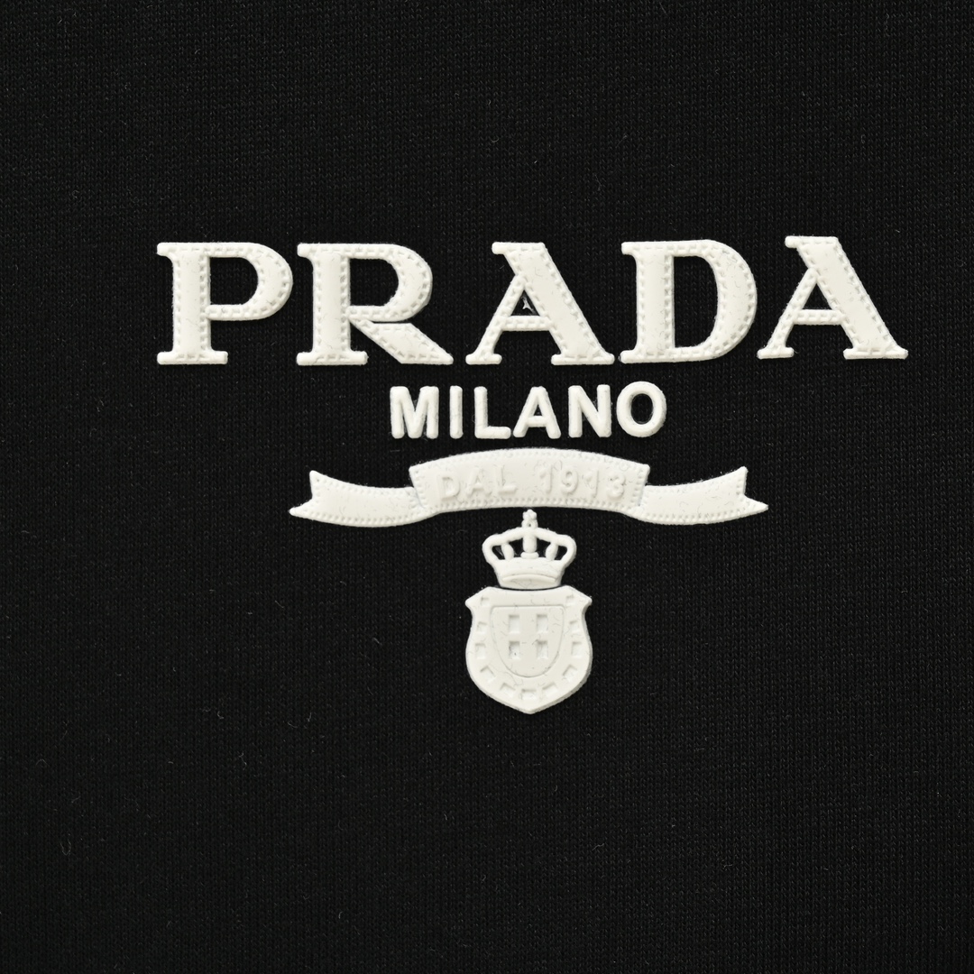 Prada 24ss three-dimensional laminated letter short sleeve