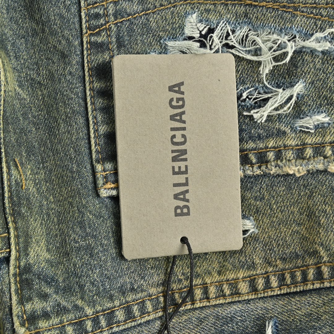 Balenciaga Blue Destroyed Denim Jeans