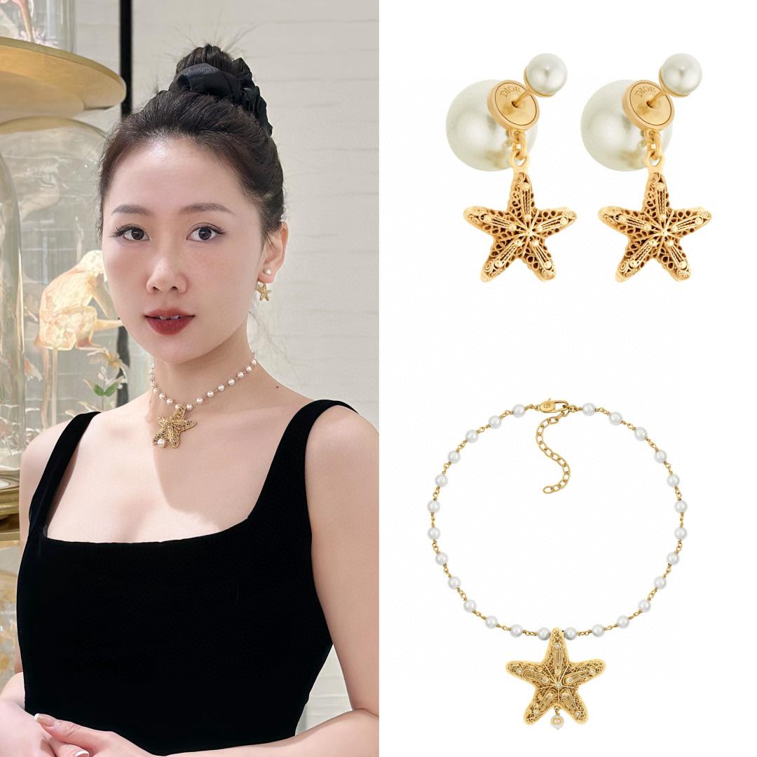 Dior starfish pearl earrings