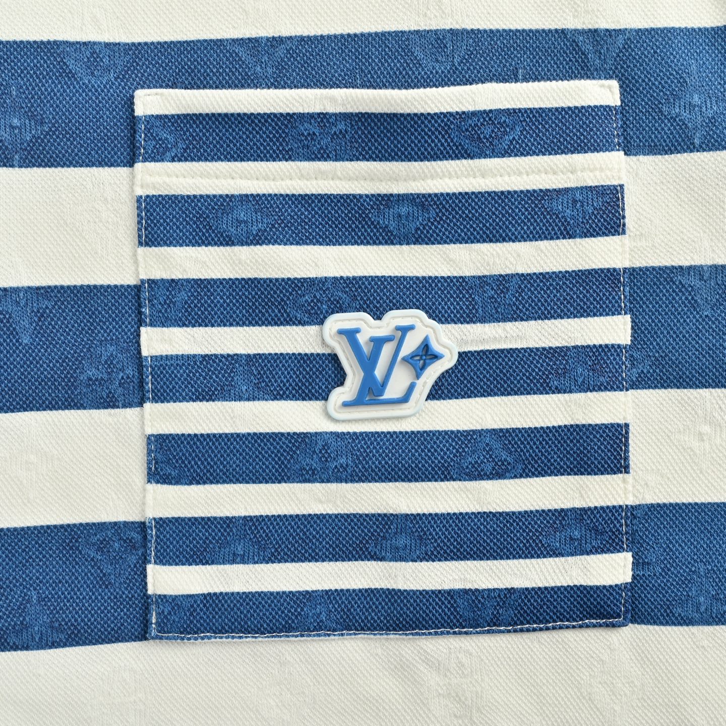 Louis Vuitton 25ss blue striped Polo short-sleeved