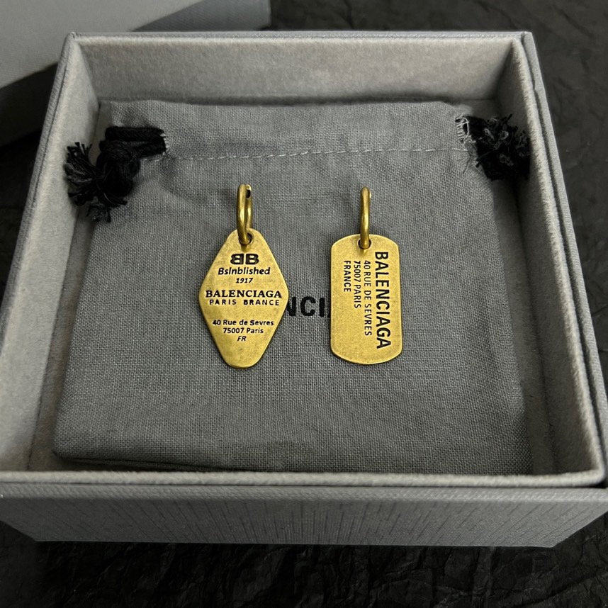 Balenciaga Engraved Nameplate Earrings