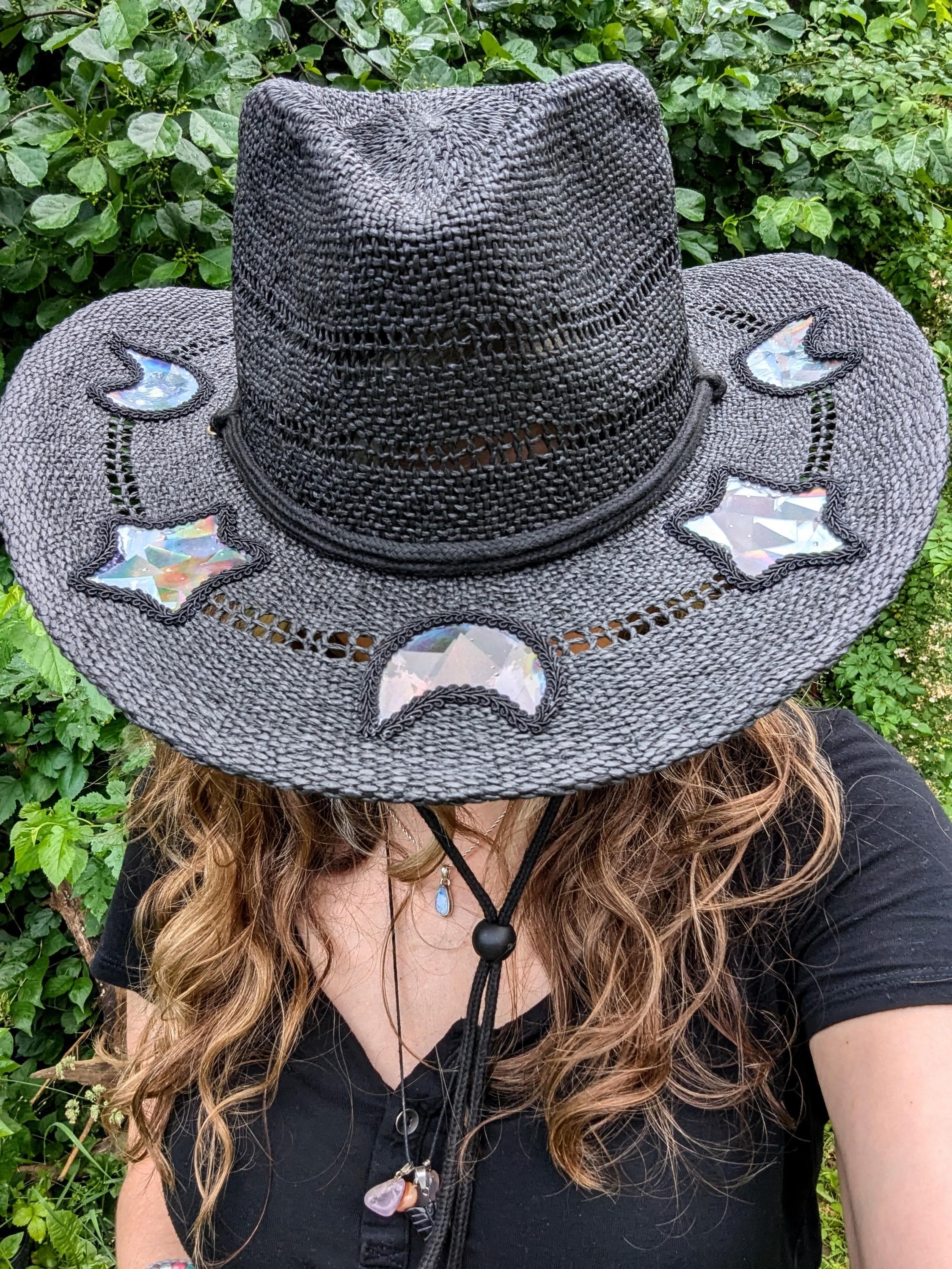 💥ON SALE💥Celestial Suncatcher Cosmic Cowgirl Straw Prism Hat