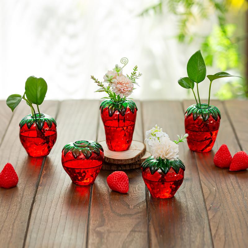 🍓Cute Strawberry Glass Vase 🎁 Easter & Birthday Gift