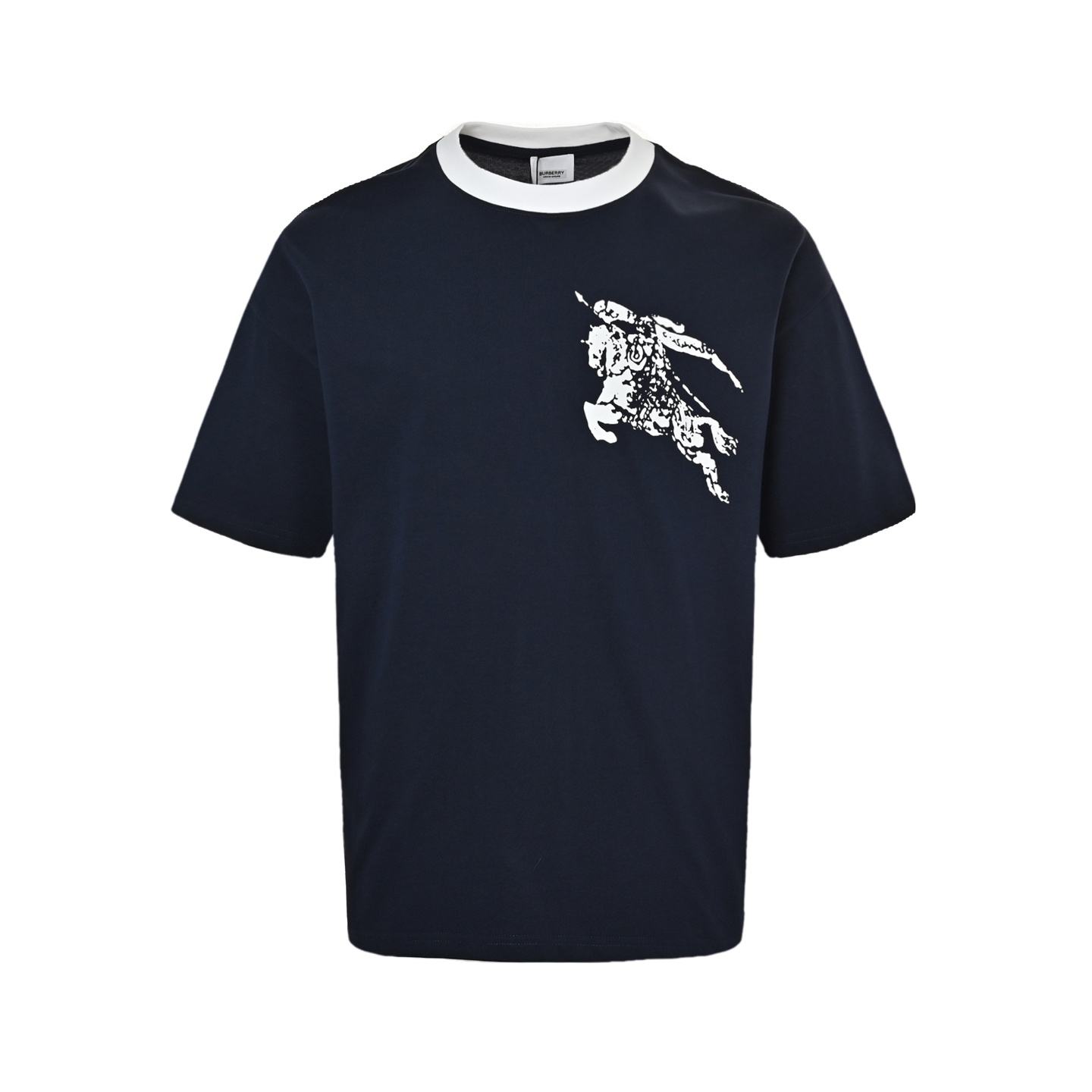 Burberry 25ss contrast collar horse print short sleeves