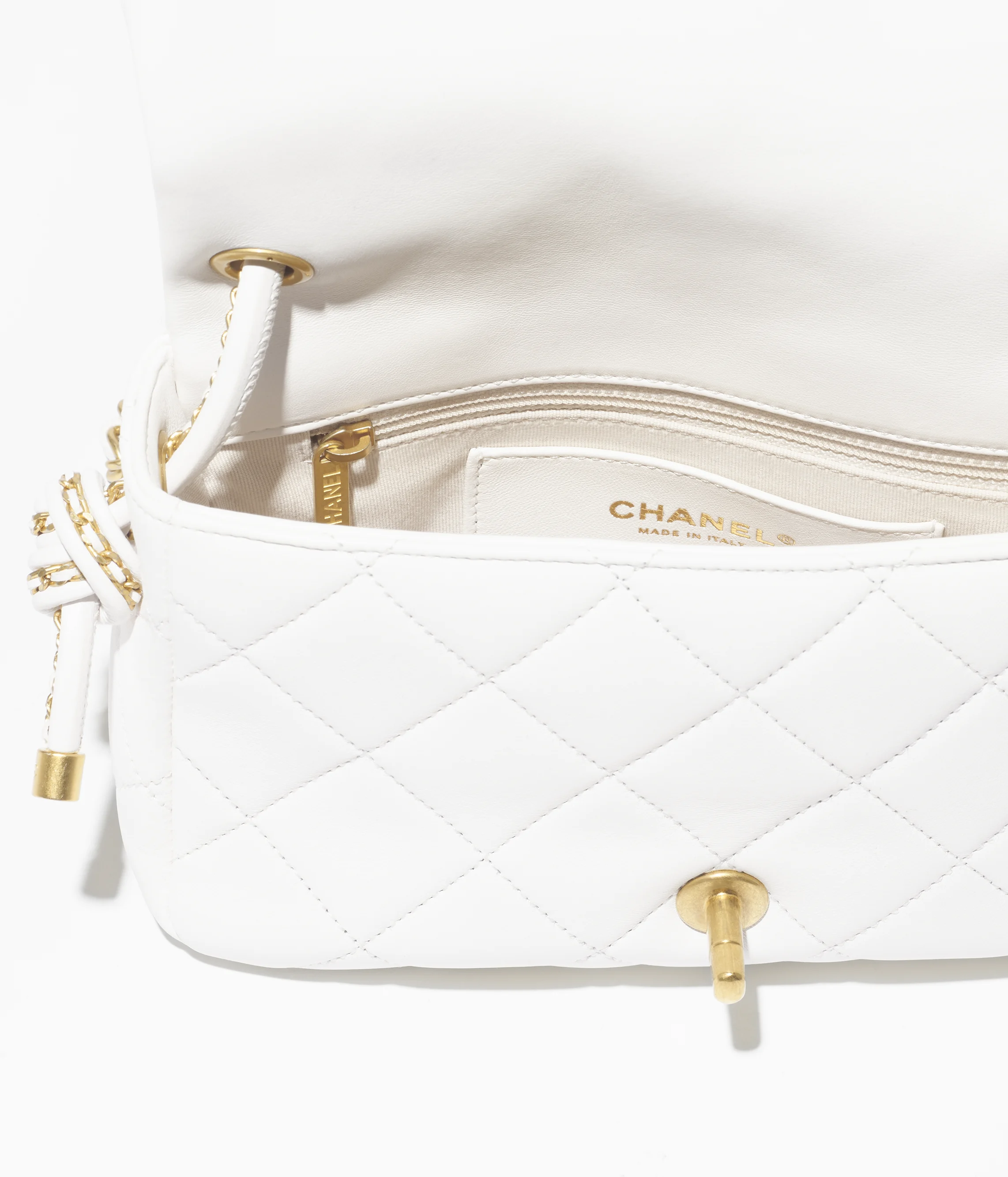 Chanel Flap Bag with Top Handle Lambskin & Gold Metal White AS5355-B19386-10601
