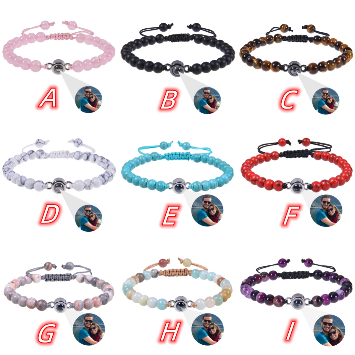 Personalized Photo Projection Beads Bracelet Sincere Gift For Her