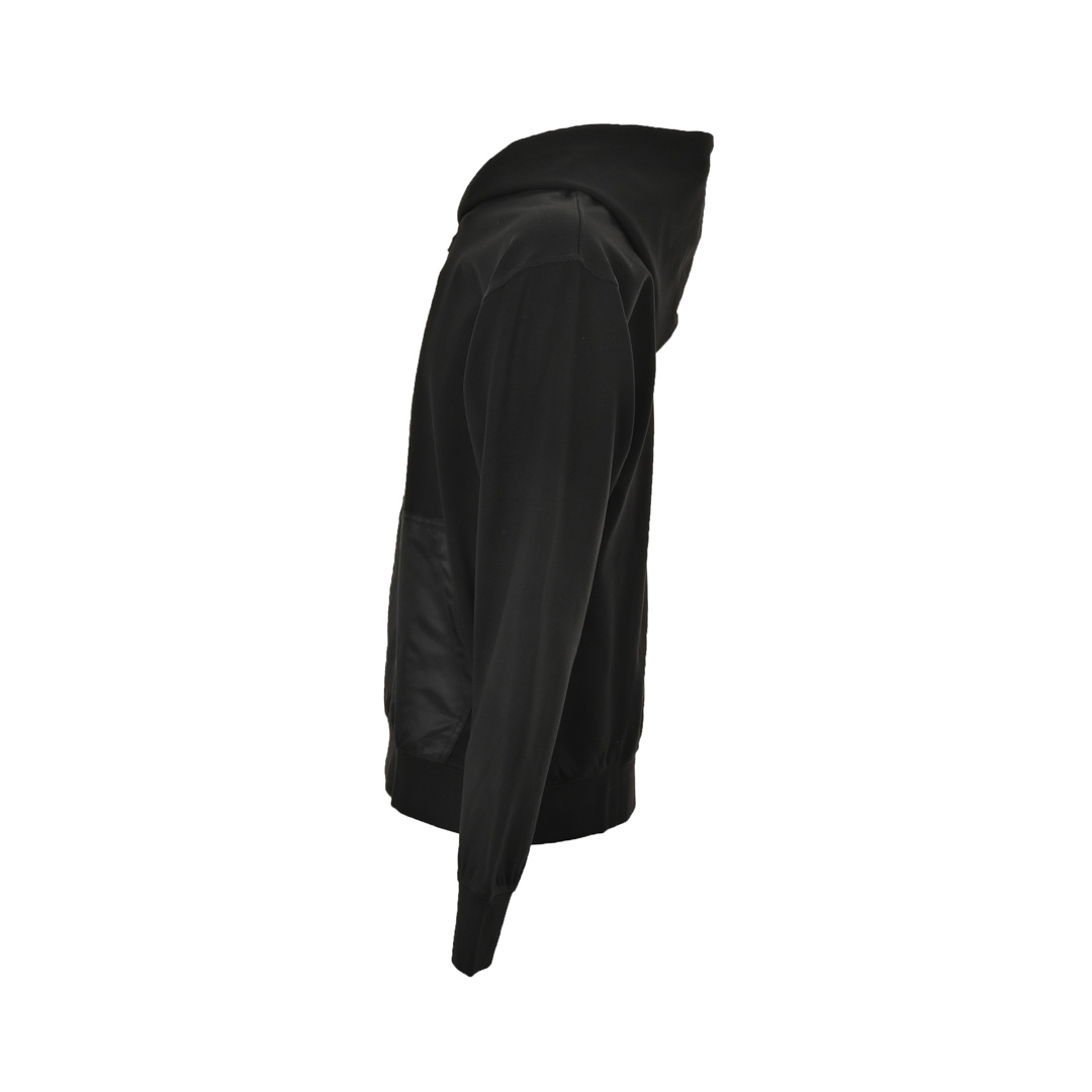 Prada 24Fw collar triangle nylon pocket hooded sweatshirt