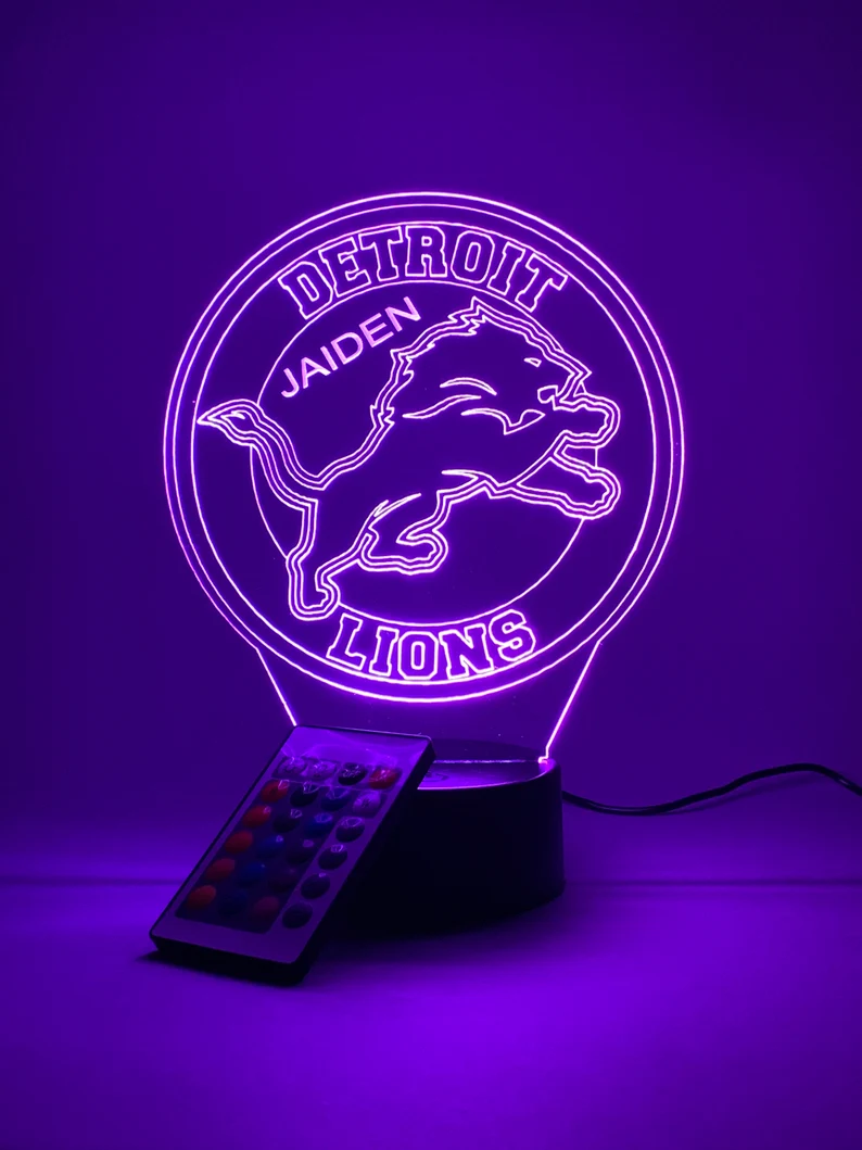 DETROIT LIONS 3D LAMP PERSONALIZED