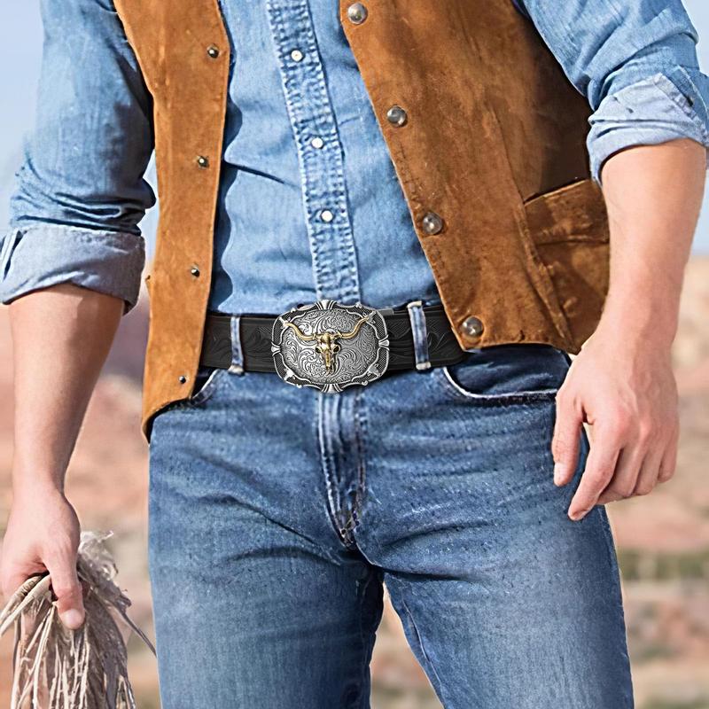 Automatic Ratchet Leather Western Cowboy Belt