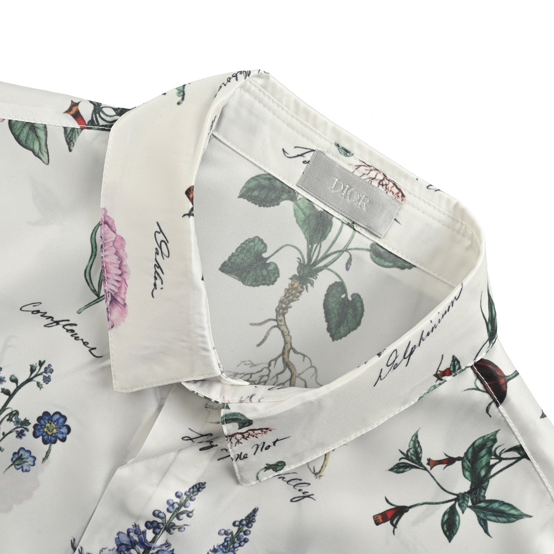Dior 24ss floral silk short-sleeved shirt