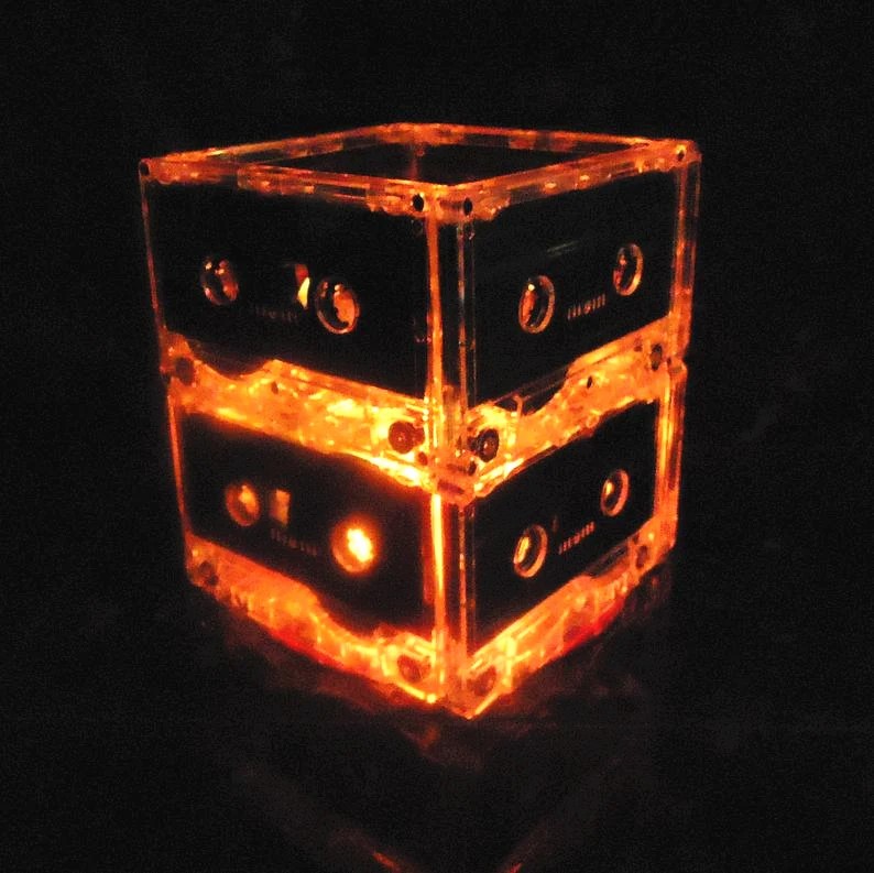 Retro rock cassette night light decor