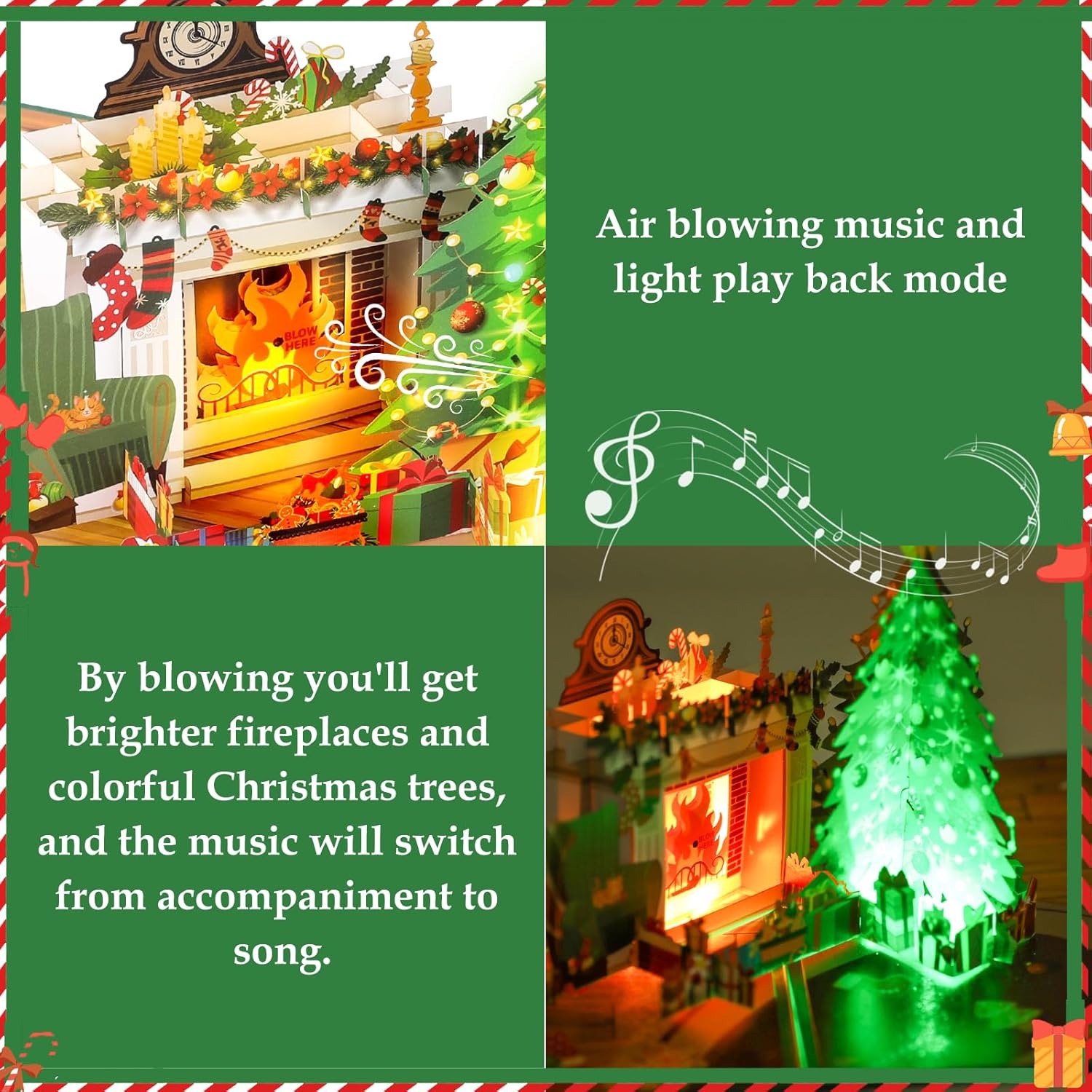 3D Pop Up Christmas & Birthday Gift Greeting Cards with Light and Music