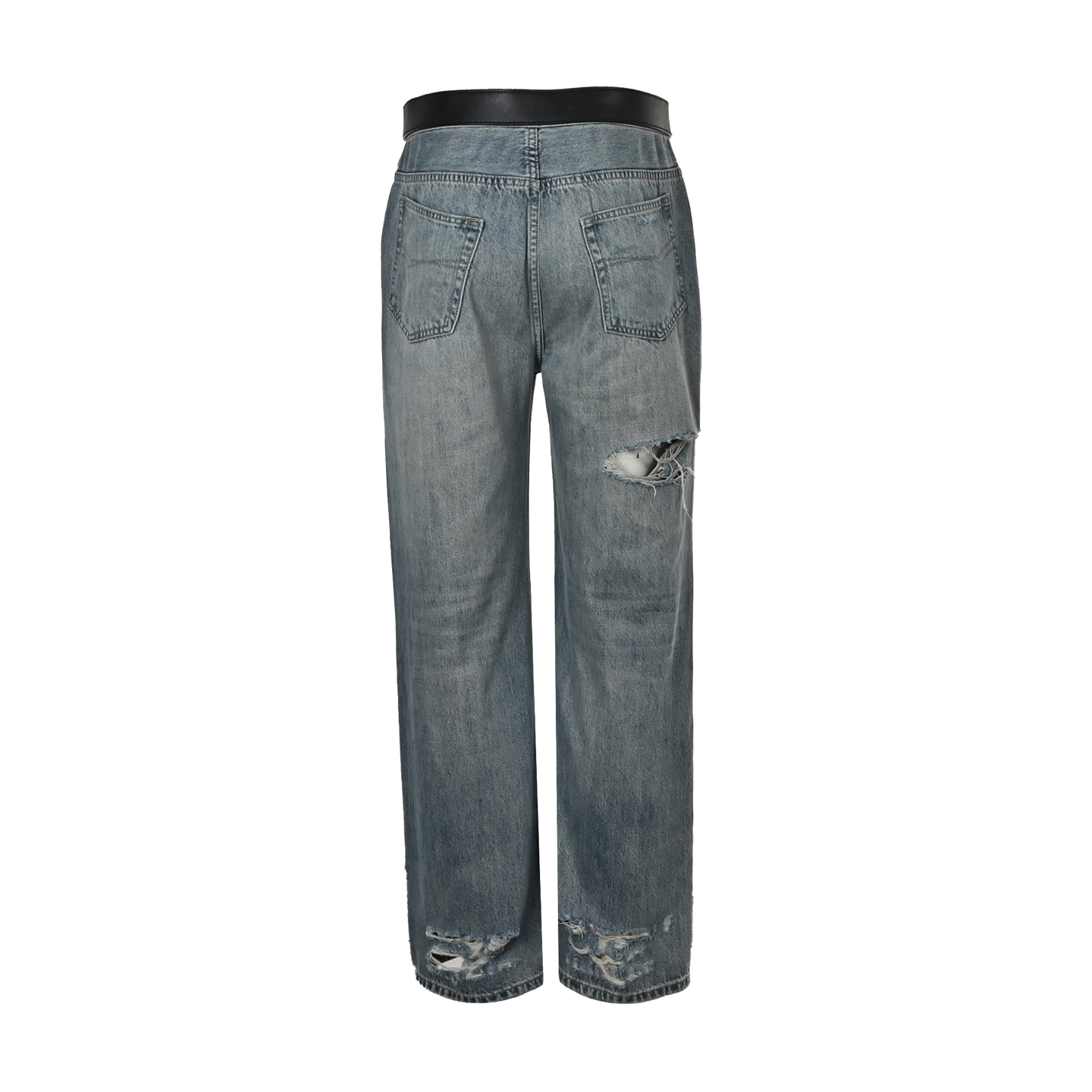Balenciaga 25ss belt washed damaged jeans
