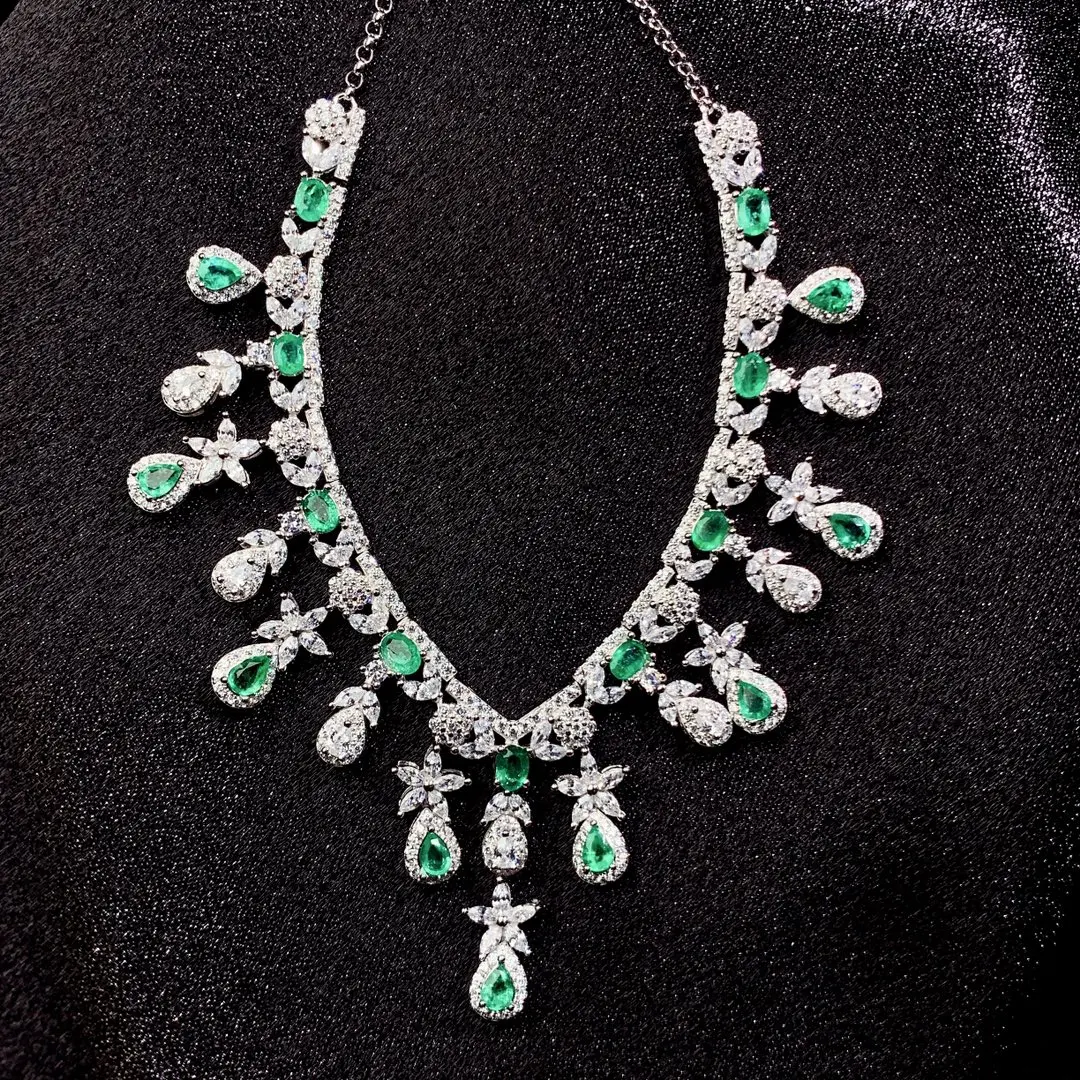 Emerald Tanzanite Silver 925 Jewelry Women's Gem Pendant 925 Sterling Silver Women's Luxury Necklace Free Christmas shipping
