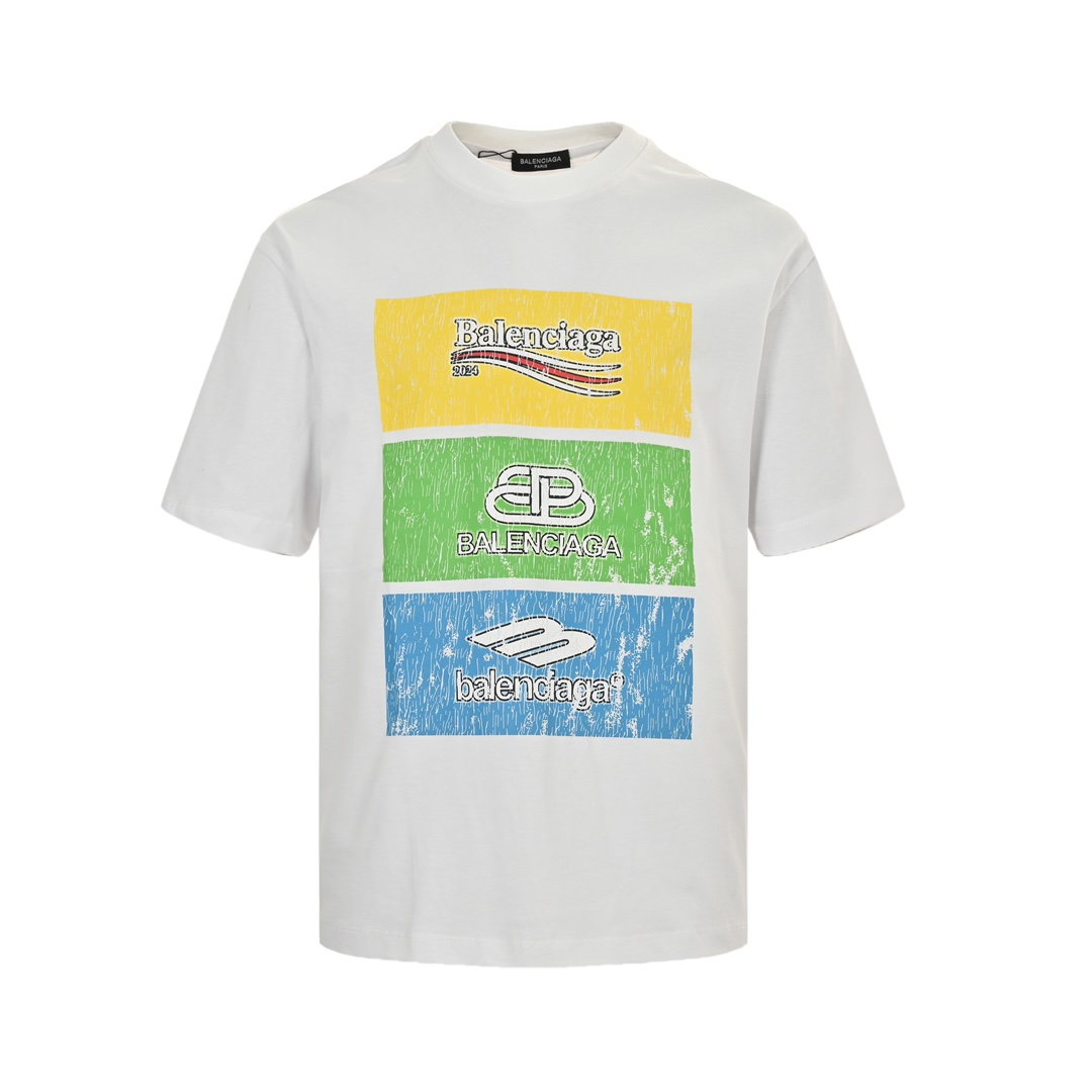 Balenciaga 24ss square 3 logo print short sleeves