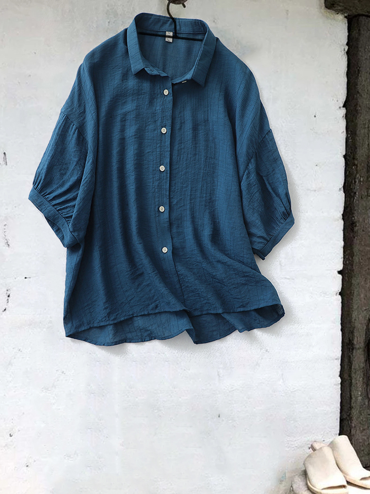Oversize Puff Sleeve Comfy Woven Blouse