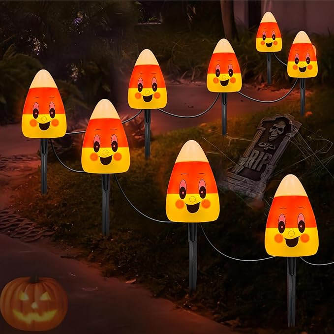 💥ON SALE💥Halloween 3D Candy Corn Pathway Outdoor String Lights, Waterproof🍬✨