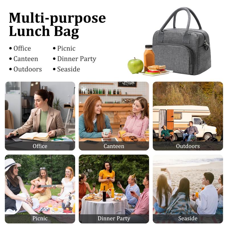 Insulated Large Lunch Bag with Multi-Pockets & Waterproof Design