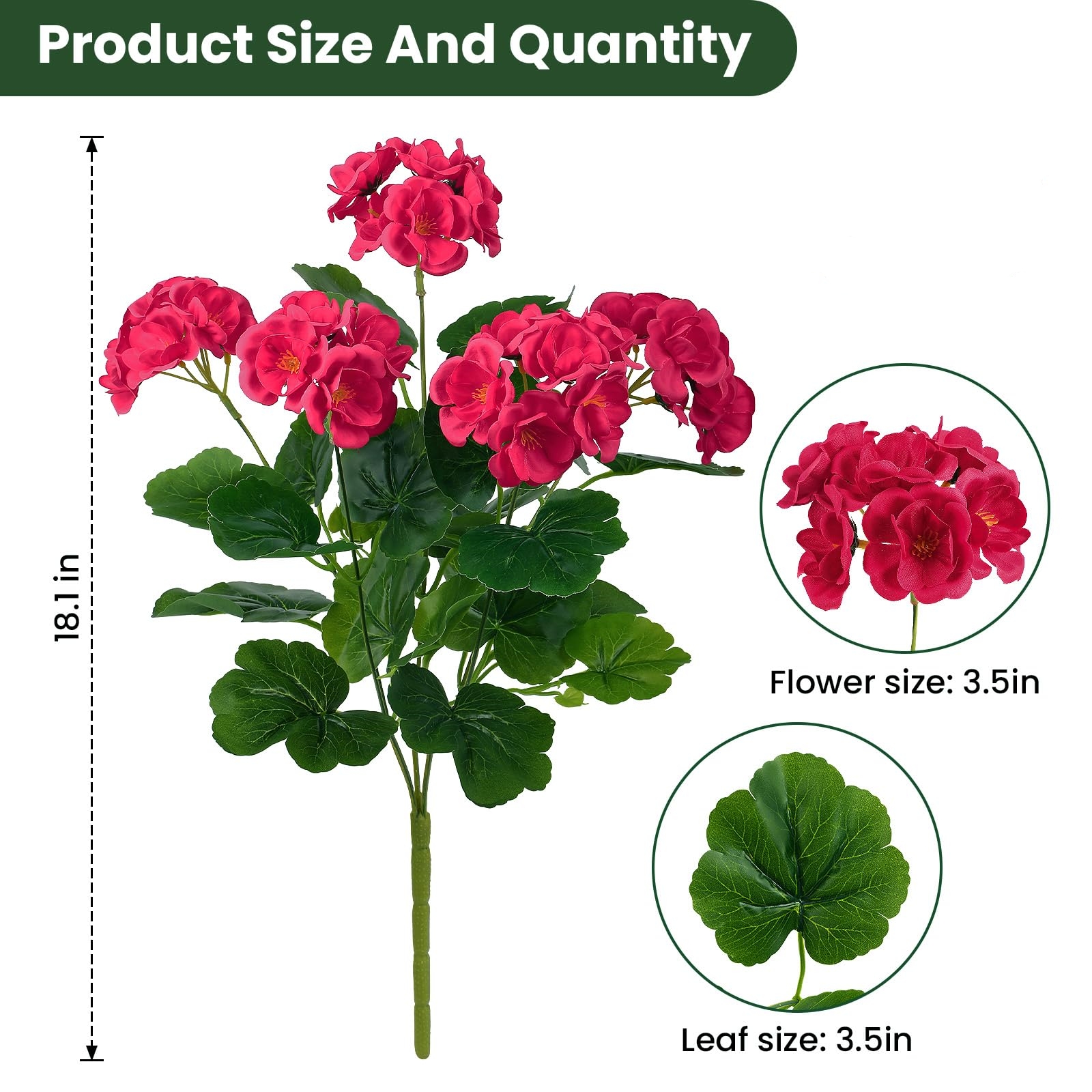 🏆Flash Sale⚡Artificial Flowers for Outdoors Decoration Silk Geranium, UV Resistant