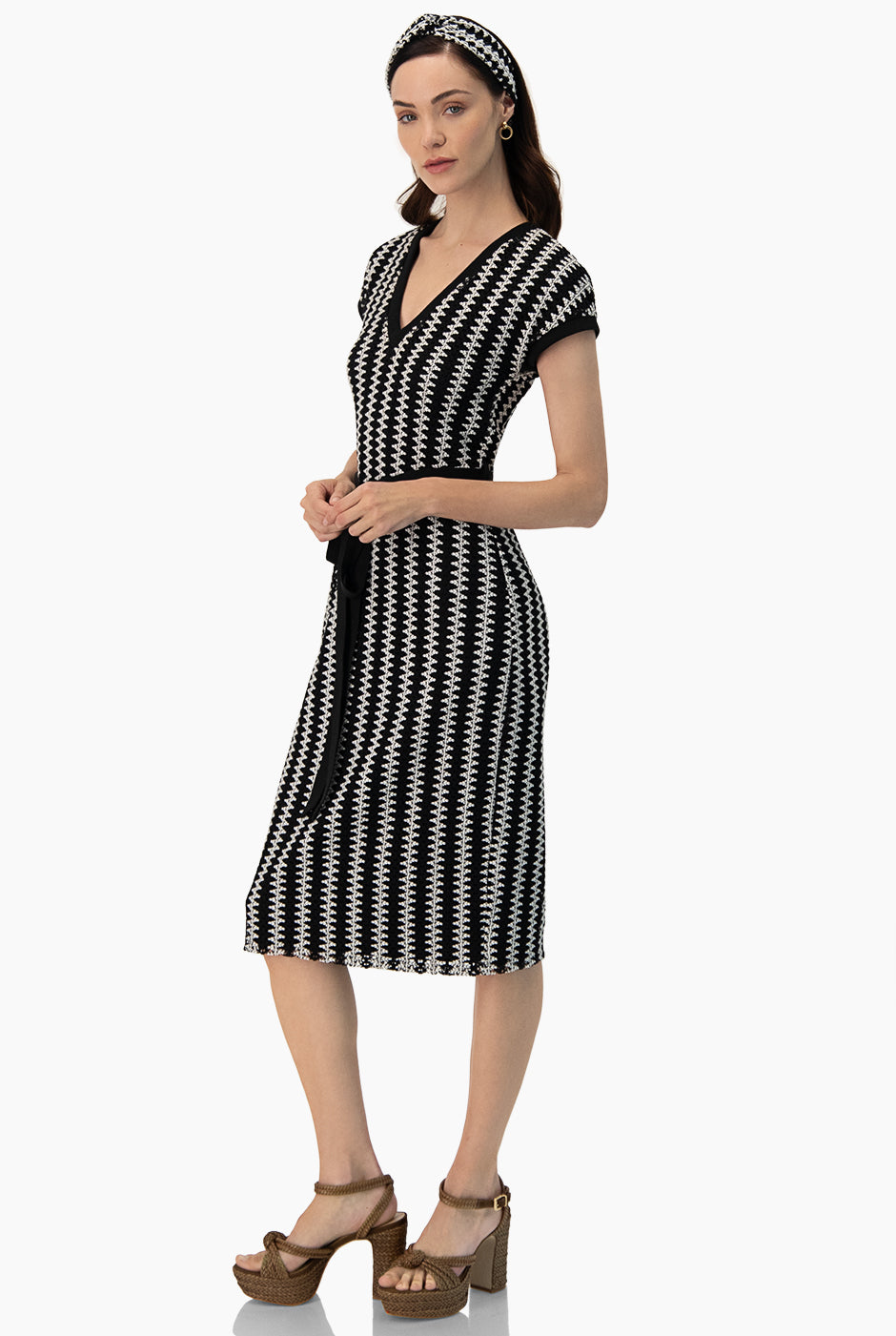Vestido midi de escote en V