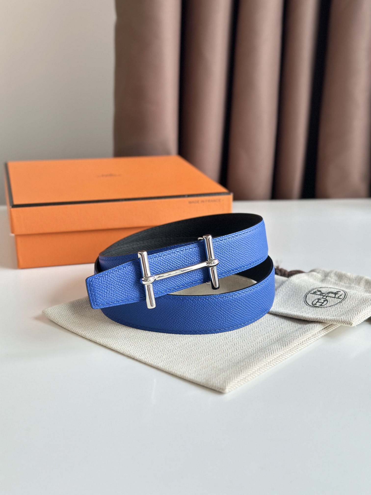 Hermès new double-faced calfskin belt width 3.2CM