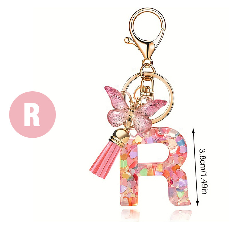 ✨✨Heart sequin butterfly letter tassel keychain(Choose your own name keychain)