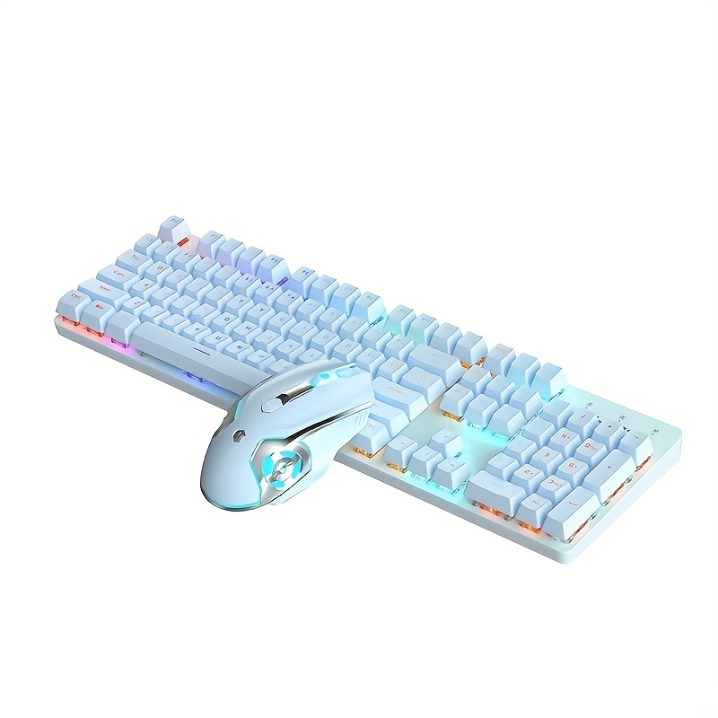 AJAZZ Watcher Third Generation Blue Light Mechanical Keyboard And Mouse Set For Gaming, Typing And Office Use, Specially Designed For Female Users