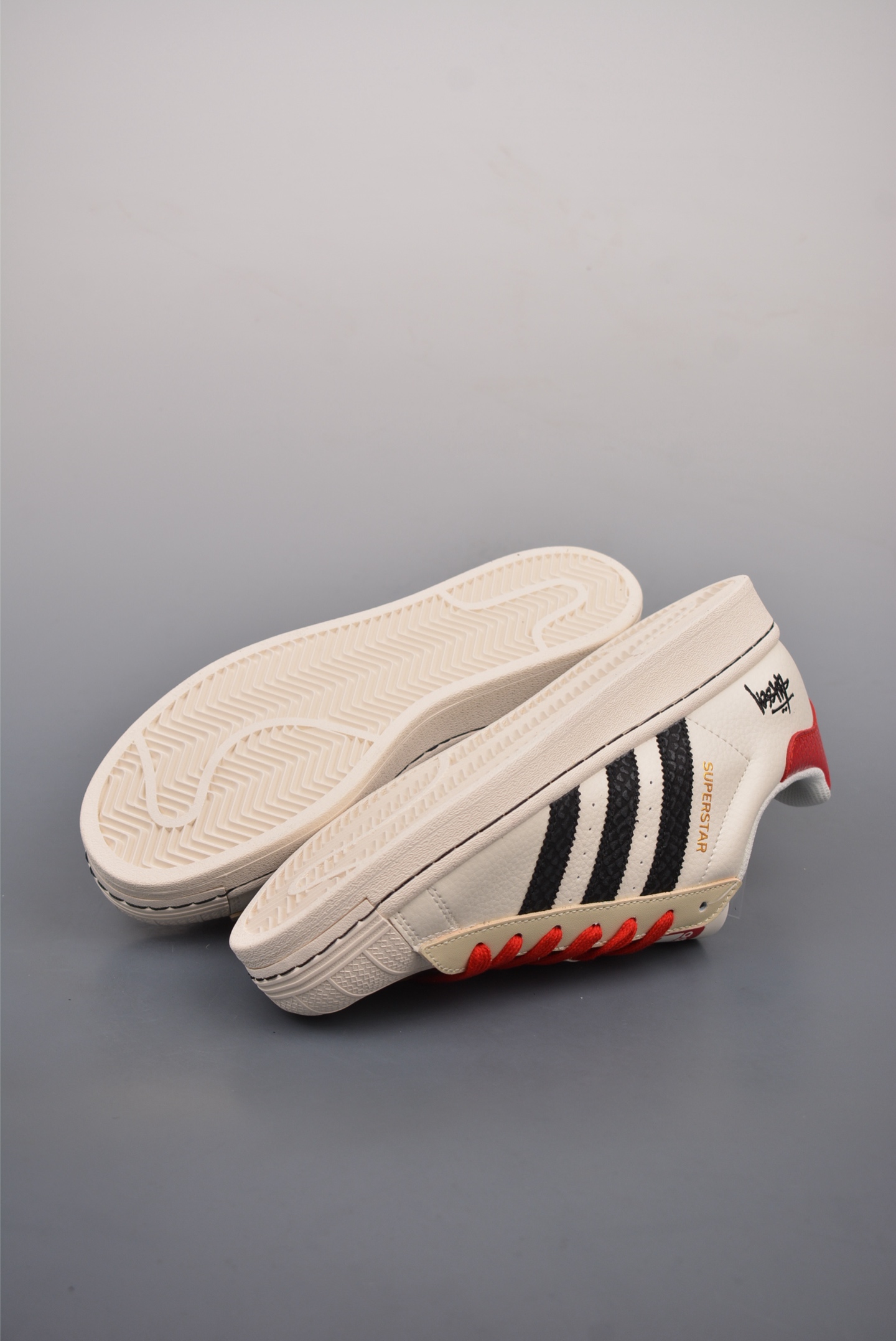Stussy x Adidas Originals Superstar Leather White Black Red BZ2522