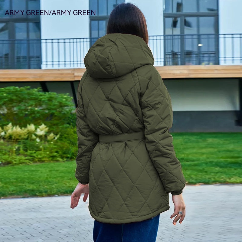 Slim-Fit Baseball Cotton-Padded Jacket with a Plaid Pattern