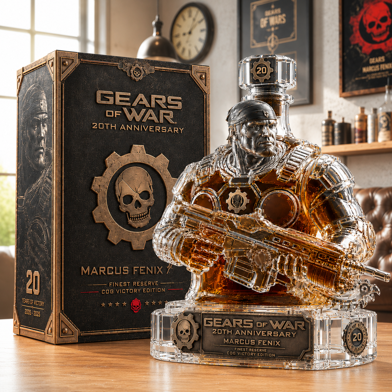Gears of War 20th Anniversary Collector's Whiskey Bottle