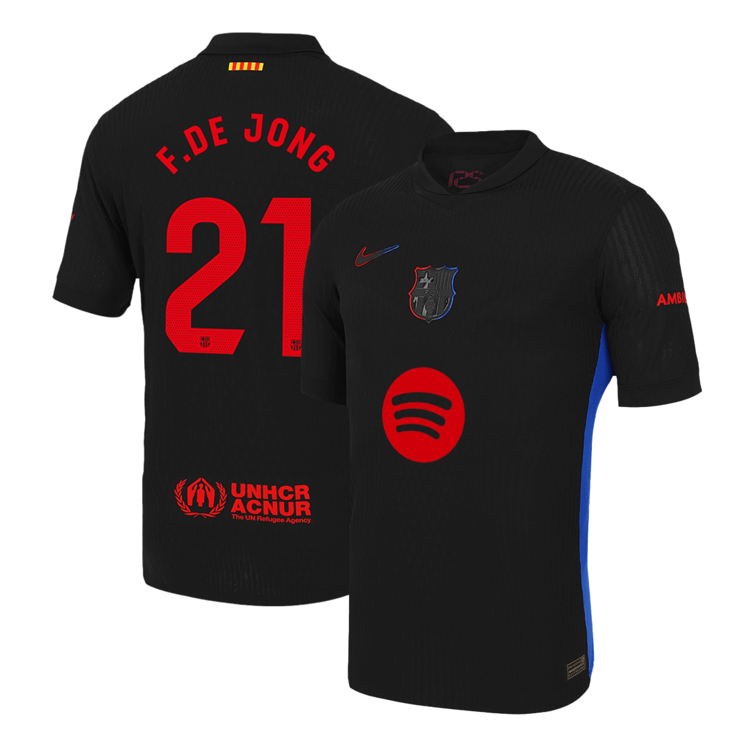 Authentic F.DE JONG #21 Soccer Jersey Barcelona Away 2024/25 Spotify logo without text