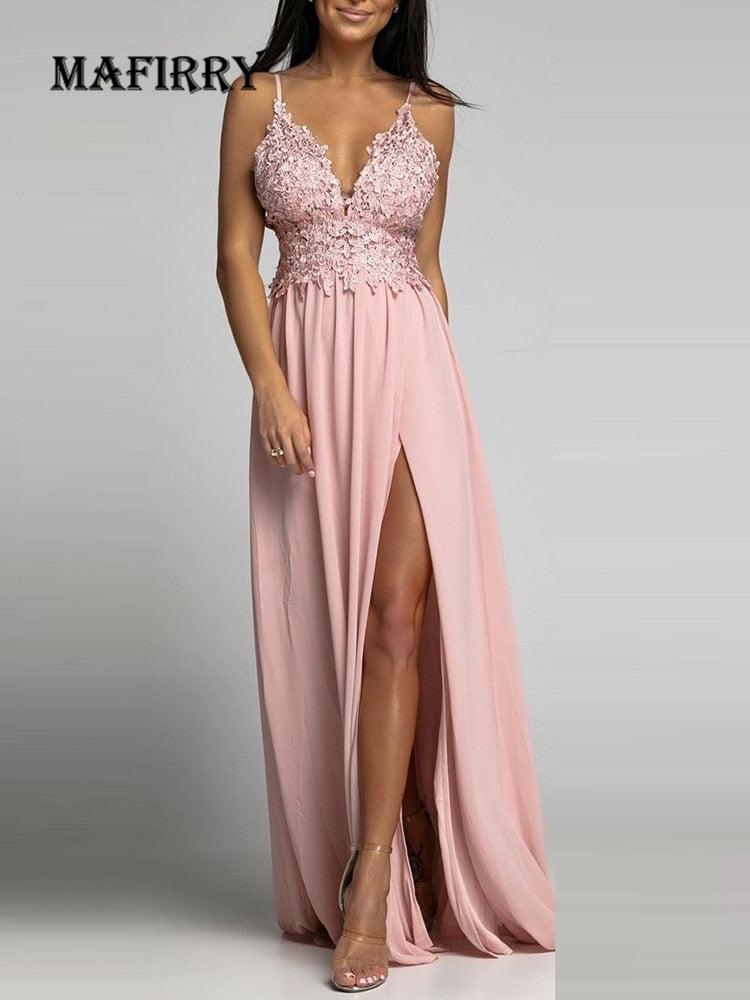 Women Loose Spaghetti Strap V Neck Casual Dress Solid Ruffles Long Dress Maxi Dresses