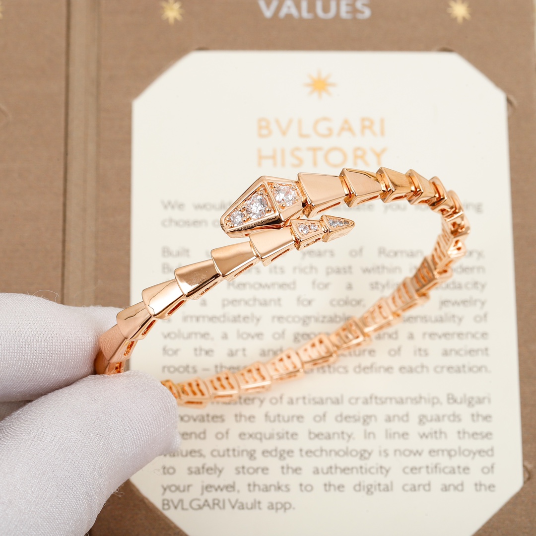 Bulgari head and tail diamond elastic snake bracelet