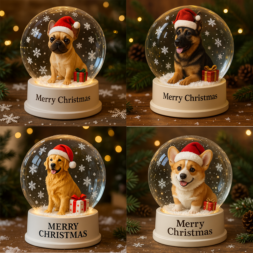 Holiday Puppy Snow Globe – Christmas Edition 🎁