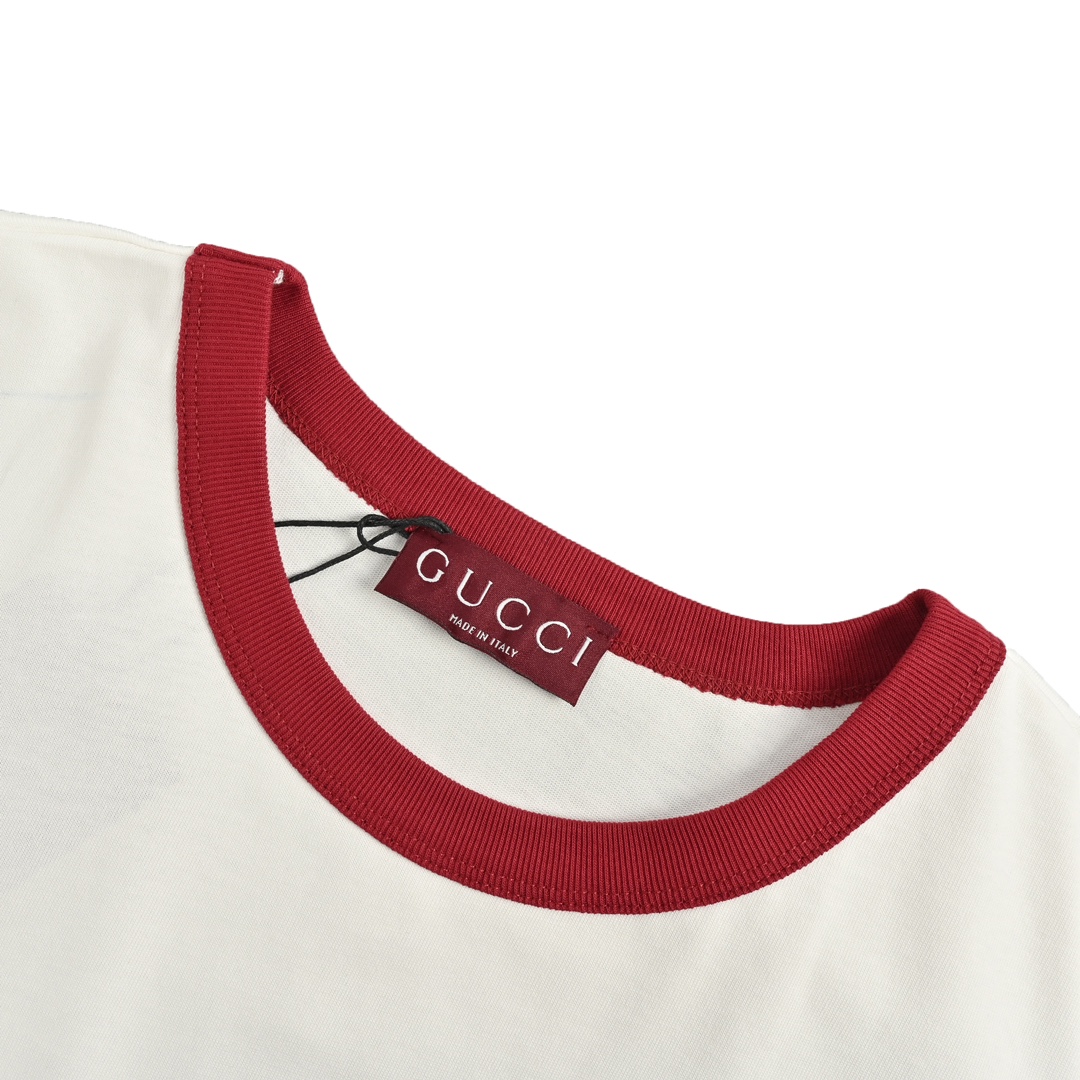 Gucci 24ss 1921 contrast embroidery patchwork short sleeves