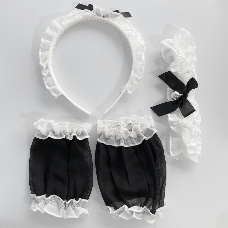 Maid Chiffon Stockings Lingerie Set