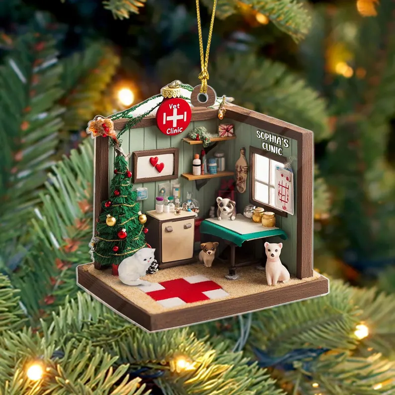 Personalized Dreamy Vet Clinic Acrylic Ornament