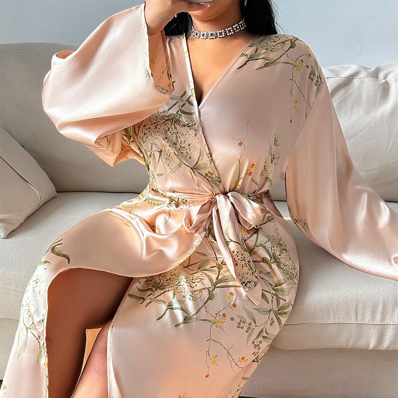 Plus Size Women's Sexy Frost Breathable Silk Nightgown Sleepwear