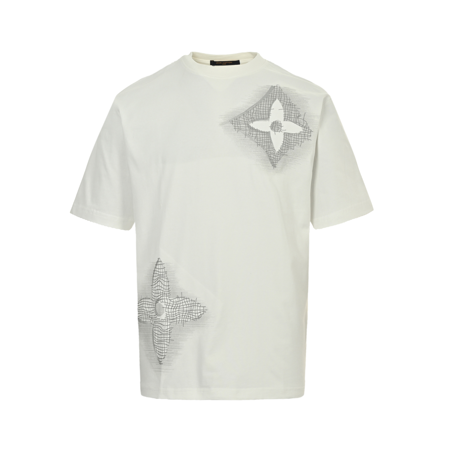 Louis Vuitton 25ss pencil hand-painted large logo old flower embroidery short sleeve