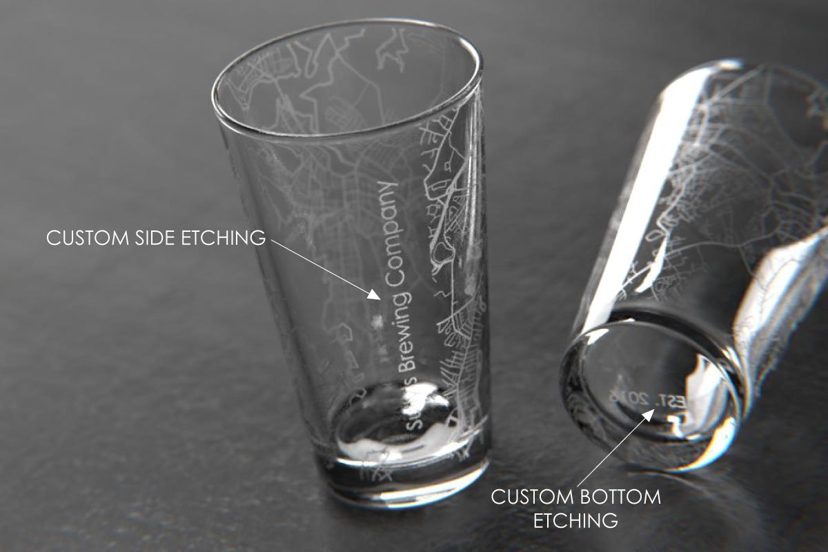 Home Town Map Pint Glass
